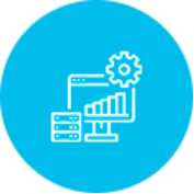 Ícone da característica big data da ferramenta stickin, com círculo azul e desenho de pessoa em linha.