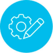 Ícone da característica de customização da ferramenta stickin, com círculo azul e desenho de pessoa em linha.