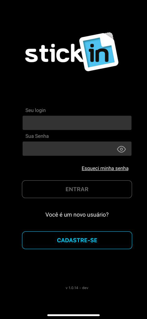 Tela de cadastro do Sistema Stickin.