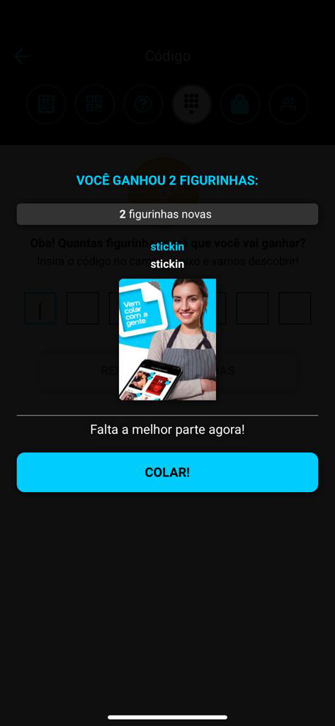 Tela de cadastro do Sistema Stickin.